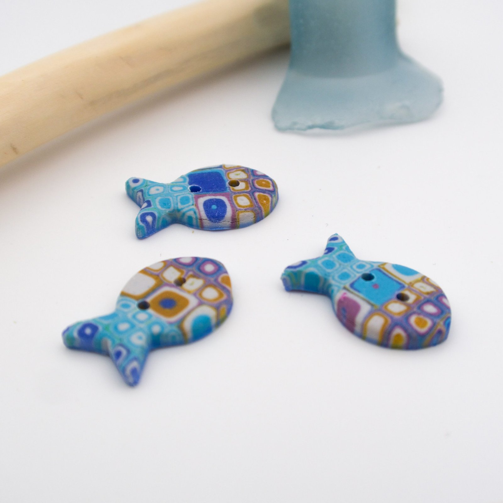Turquoise Fish Buttons (set of 3) - Image 2