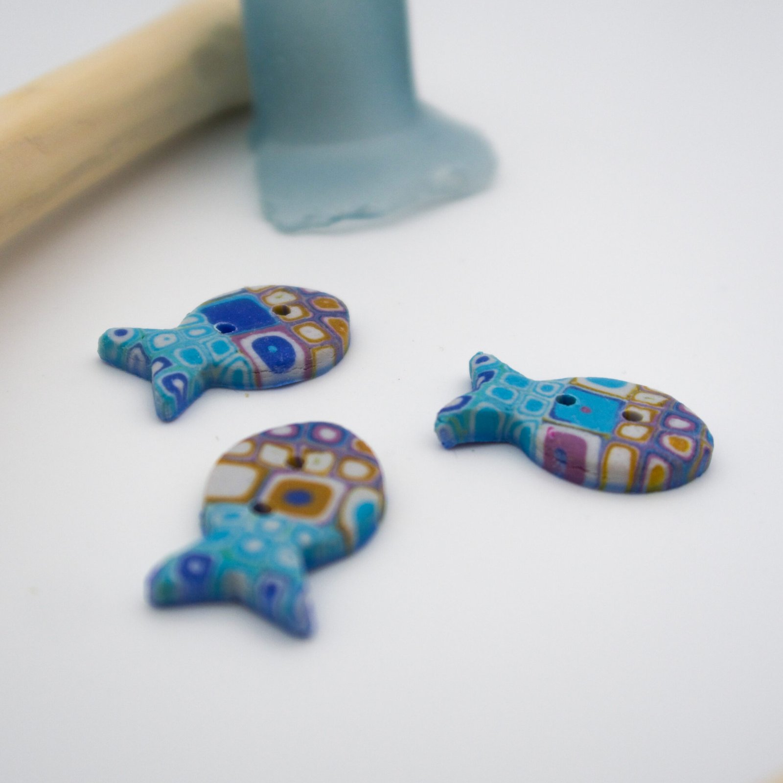 Turquoise Fish Buttons (set of 3) - Image 3