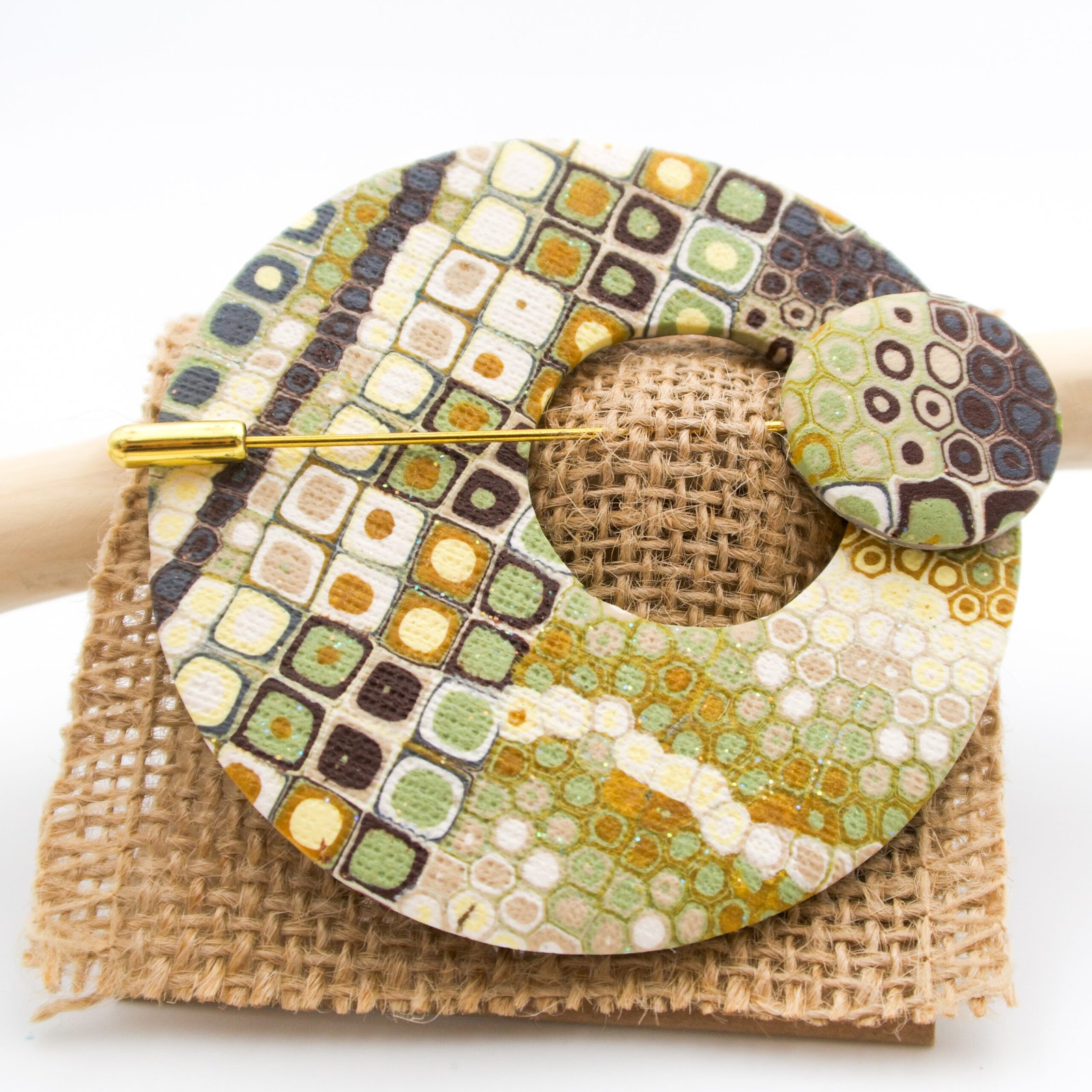 Sage and Mustard Scarf Pin (metal pin) - Image 3