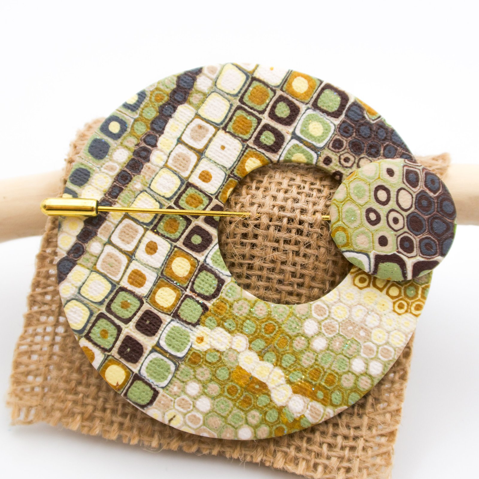 Sage and Mustard Scarf Pin (metal pin)